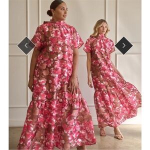 NWT Floral Pink and Brown Maxi Dress / Gown